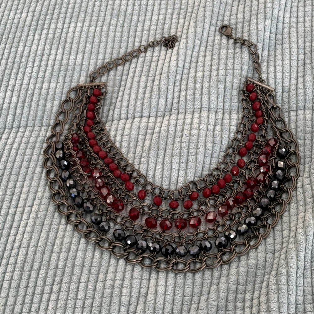 Elegant Red and Black Statement Necklace